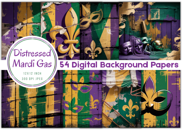 50+ Distressed Mardi Gras Backgrounds: Bold Design Assets