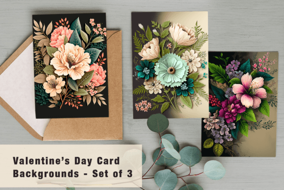 Elegant Floral Valentines Card Backgrounds for Designers