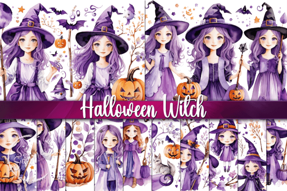 Enchanting Purple Halloween Witch Backgrounds for Creative Projects
