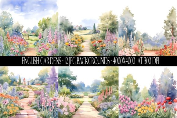 English Garden Backgrounds for Elegant Digital Design