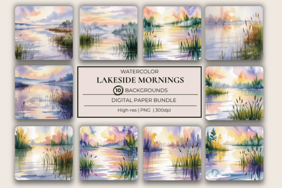 Find Serenity in Design: Watercolor Lakeside Mornings Backgrounds