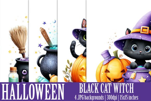 Halloween Black Witch Cat Backgrounds S1: Your Design's New Best Friend