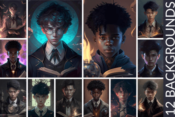 Magical Boys Digital Paper Backgrounds 1: Your Dark Fantasy Toolkit