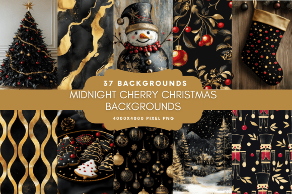 Midnight Cherry Christmas Backgrounds: Deep, Festive Elegance