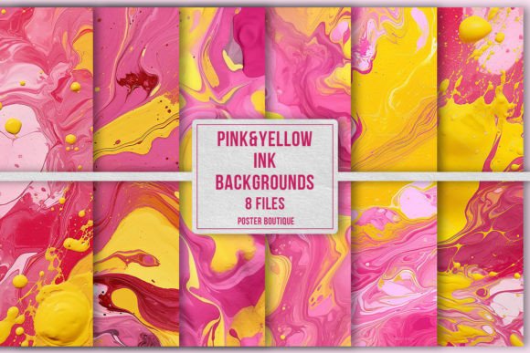 Pink Yellow Ink Backgrounds Pack: Vibrant Design Assets