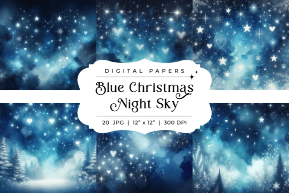Unlock Ethereal Magic with Blue Christmas Night Sky Backgrounds