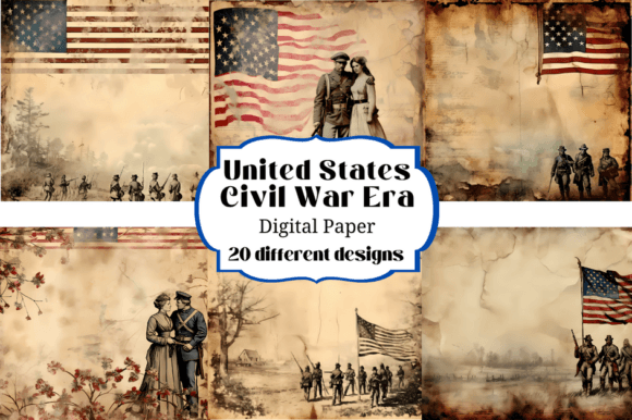 US Civil War Digital Paper Backgrounds for Authentic Projects