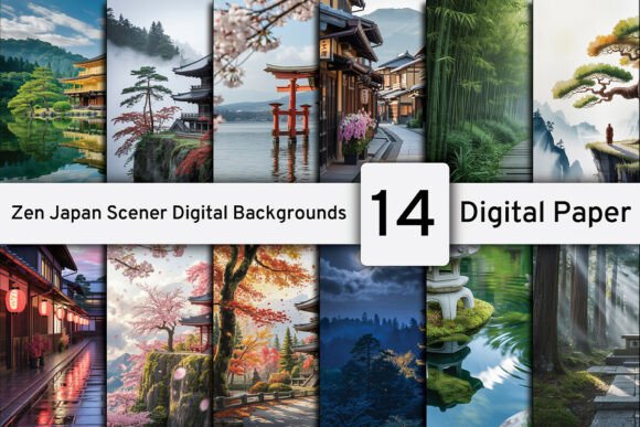 Zen Japan Scener Digital Backgrounds for Modern Design
